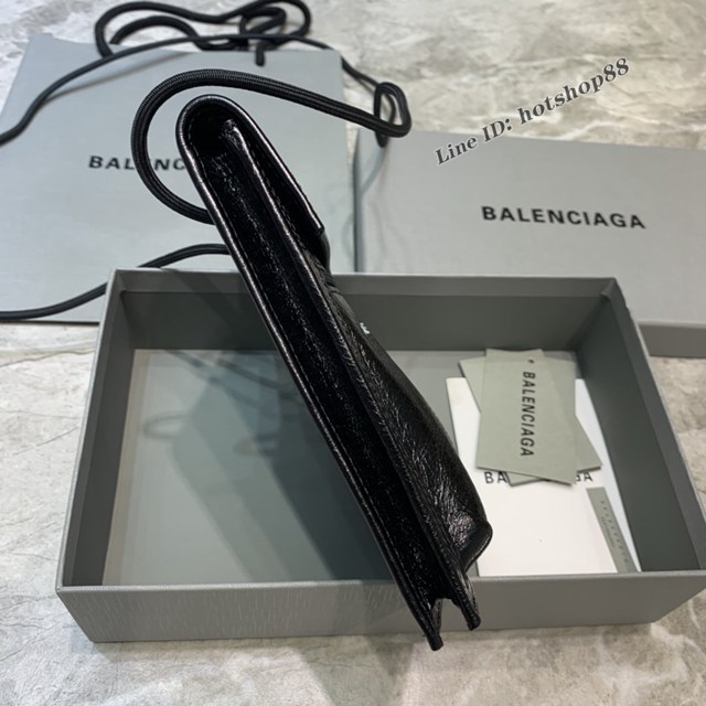 Balenciaga專櫃爆款小挎包 巴黎世家褶皺皮手機包 fyj1486